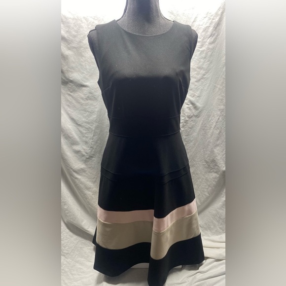Tommy Hilfiger Scuba Fit Flare A line Dress Pink Black sz 6 - Picture 3 of 10